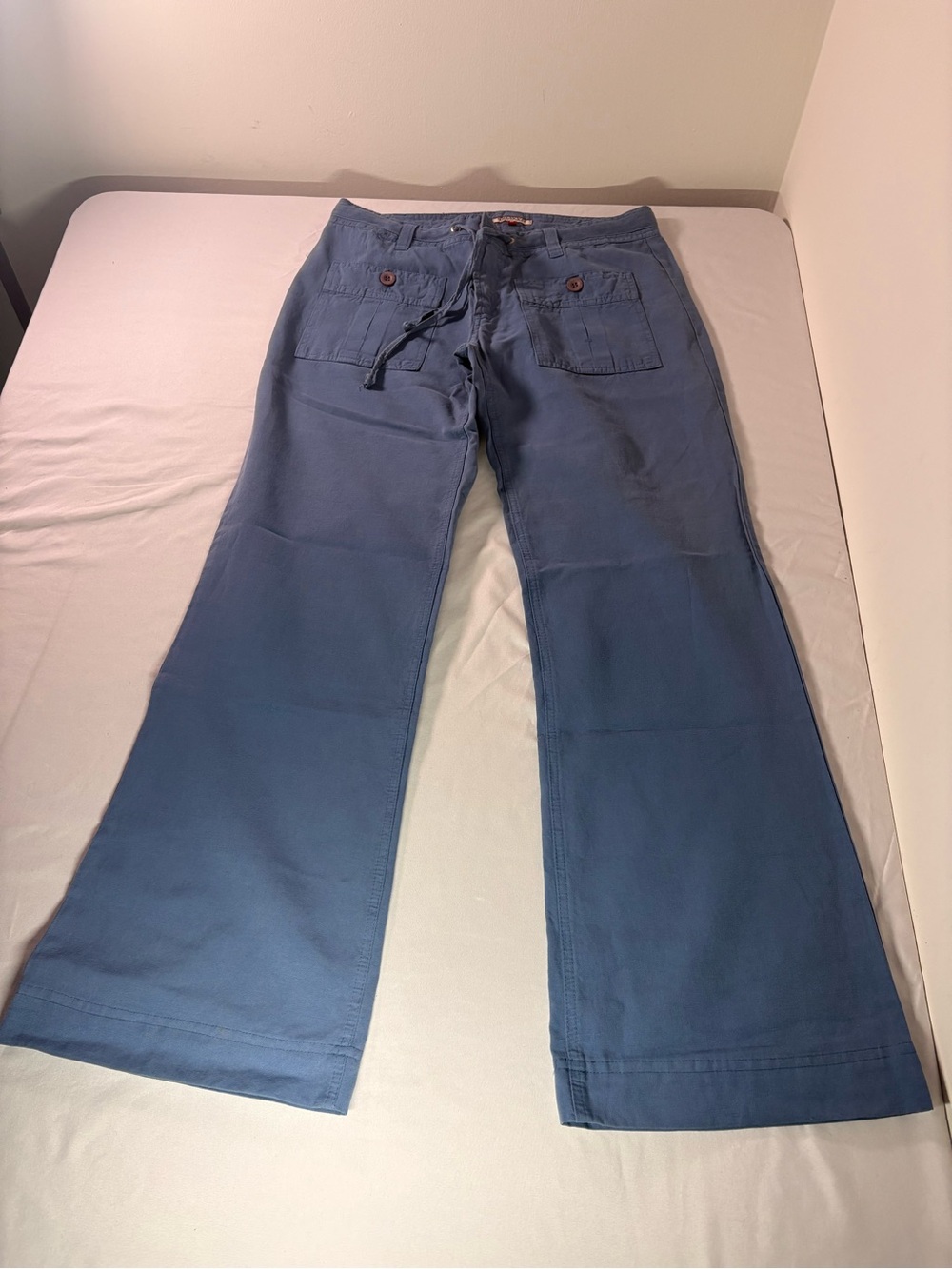 Women’s Blue Wide-Leg Drawstring Jeans